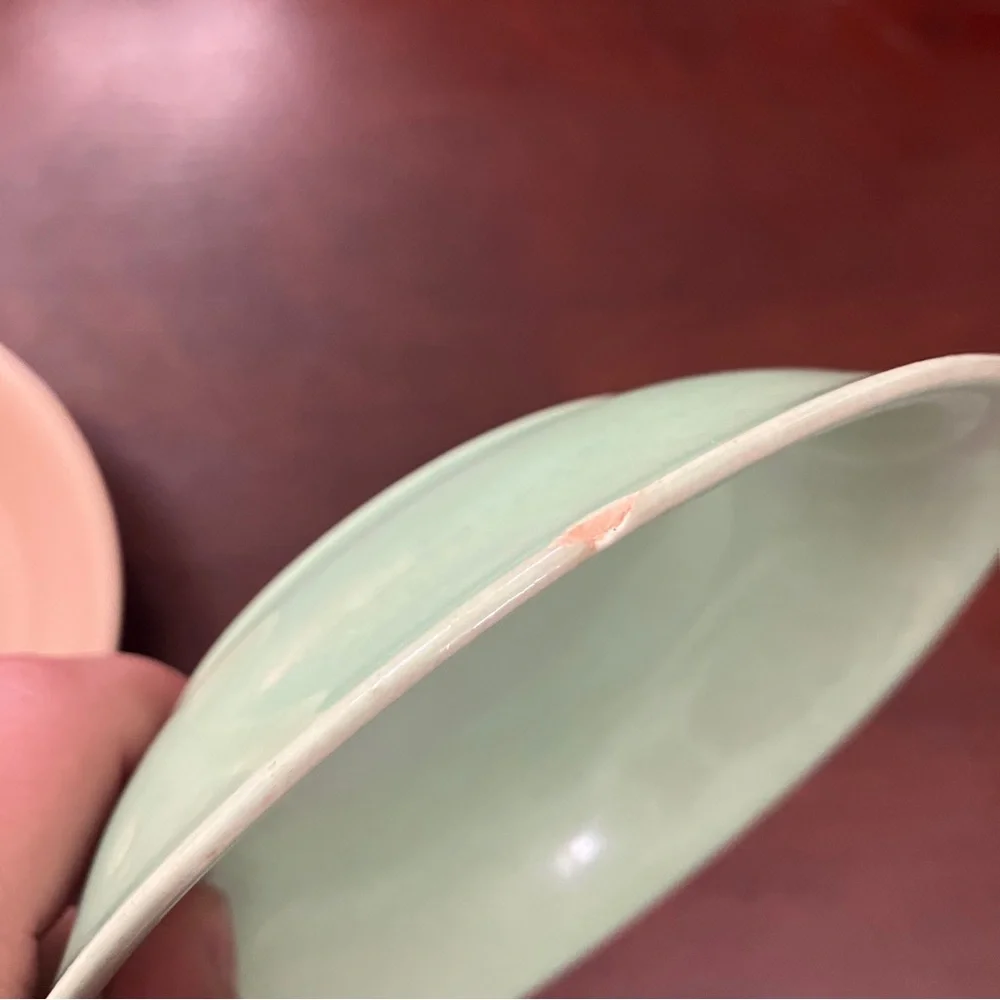 Set of 2 Vintage Cambridge Universal 5.25” Pastel Pink & Green Berry Bowls